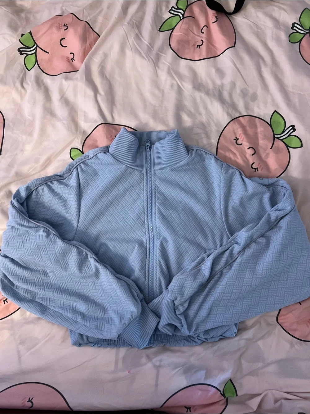 ALO Yoga Light Blue Quilted Bomber Jacket